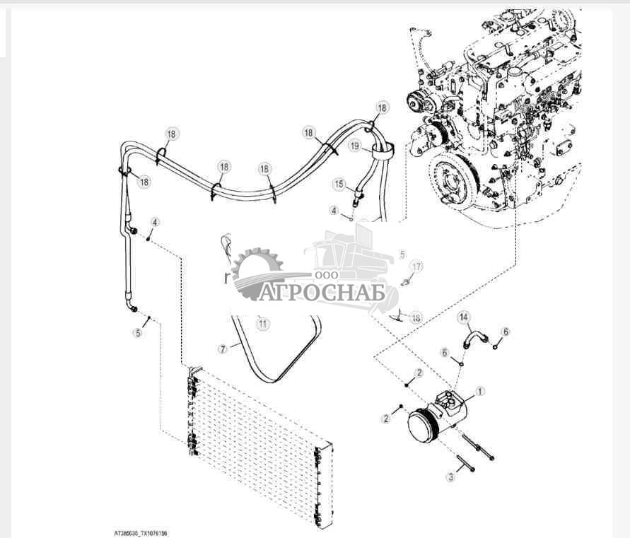 Компрессор кондиционера воздуха и привод 640H, 648H, 848H (гидротрансформатор), 748H (прямой привод) 